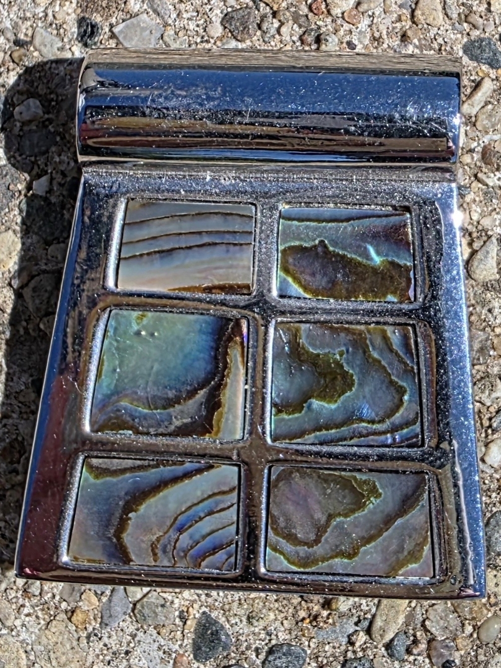 Lia Sophia Chameleon Slide Pendant Silver Mosaic Abalone Shell Retired